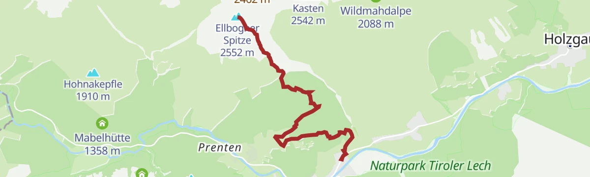 Route map: Ellbogener Spitze